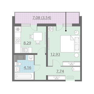 1-комнатная, 27 м² — ЖК ЖК Ручьи