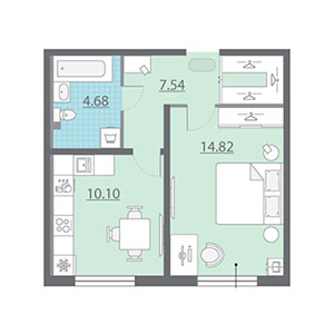 1-комнатная, 37.1 м² — ЖК ЖК Астрид