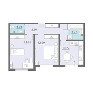 2-комнатная, 53 м² — ЖК ЖК Шуваловский