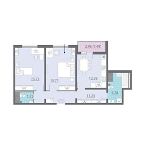 2-комнатная, 65 м² — ЖК ЖК Дом на набережной