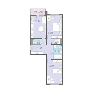 2-комнатная, 67.4 м² — ЖК ЖК Шуваловский