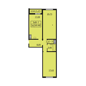 2-комнатная, 69.5 м² — ЖК ЖК Астрид