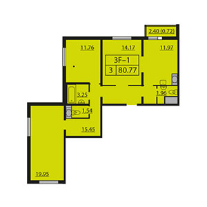 3-комнатная, 80.8 м² — ЖК ЖК Шуваловский