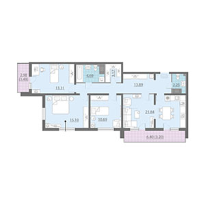 3-комнатная, 89.6 м² — ЖК ЖК Шуваловский