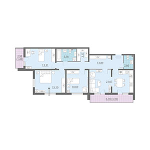 3-комнатная, 90.5 м² — ЖК ЖК Шуваловский