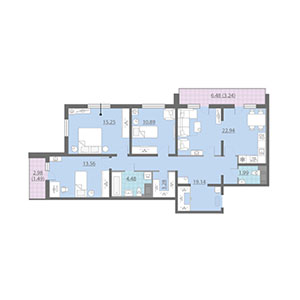 3-комнатная, 96.3 м² — ЖК ЖК Шуваловский