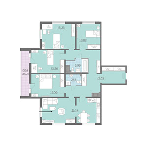 4-комнатная, 114.6 м² — ЖК ЖК Шуваловский