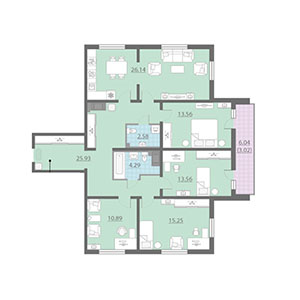 4-комнатная, 115.2 м² — ЖК ЖК Шуваловский