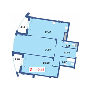 2-комнатная, 110.7 м² — ЖК ЖК Три ветра