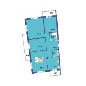 4-комнатная, 127.7 м² — ЖК ЖК Три ветра