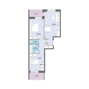 2-комнатная, 67.6 м² — ЖК ЖК Живи В Курортном