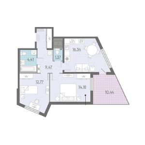 2-комнатная, 64.4 м² — ЖК ЖК Инкери