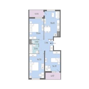 3-комнатная, 74.2 м² — ЖК ЖК Морская набережная