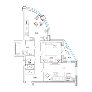 2-комнатная, 62.88 м² — ЖК ЖК Петр Великий