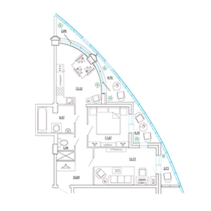 2-комнатная, 68.72 м² — ЖК ЖК Петр Великий