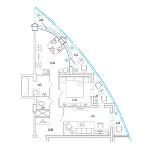 2-комнатная, 68.74 м² — ЖК ЖК Петр Великий