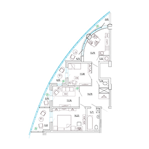 3-комнатная, 87.44 м² — ЖК ЖК Петр Великий