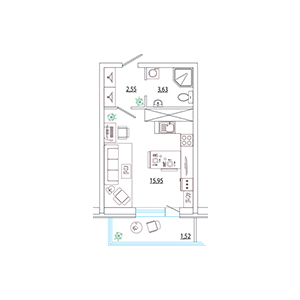 Студия, 23.65 м² — ЖК ЖК Вало (Valo)
