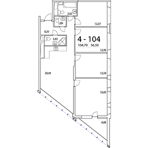4-комнатная, 104.79 м² — ЖК ЖК Нью Тайм (New Time)