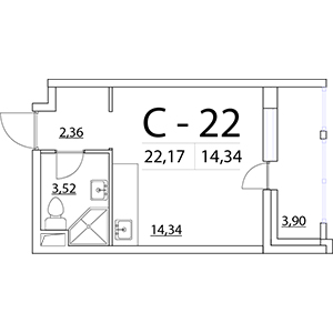 Студия, 22.17 м² — ЖК ЖК Лайк