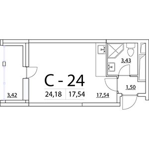 Студия, 24.18 м² — ЖК ЖК Нью Тайм (New Time)