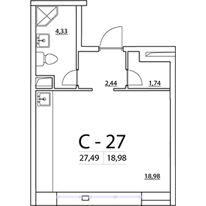 Студия, 27.49 м² — ЖК ЖК Нью Тайм (New Time)