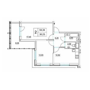 2-комнатная, 58.38 м² — ЖК ЖК Два Ангела
