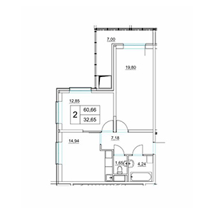 2-комнатная, 64.16 м² — ЖК ЖК Два Ангела
