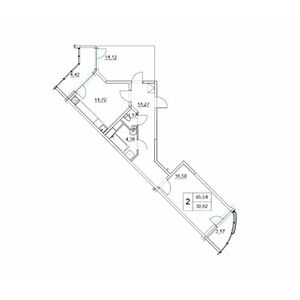 2-комнатная, 69.04 м² — ЖК ЖК Два Ангела