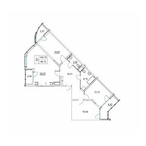 3-комнатная, 108.48 м² — ЖК ЖК Два Ангела