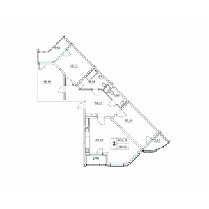 3-комнатная, 108.48 м² — ЖК ЖК Два Ангела