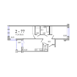 2-комнатная, 77.34 м² — ЖК ЖК Фамилия