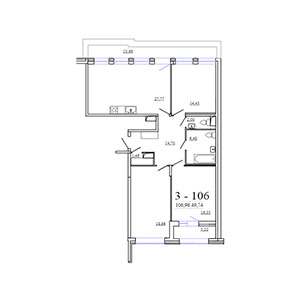 3-комнатная, 106.96 м² — ЖК ЖК Фамилия