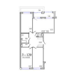 3-комнатная, 120.52 м² — ЖК ЖК Фамилия