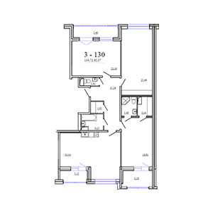 3-комнатная, 130.72 м² — ЖК ЖК Фамилия