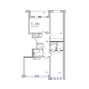 3-комнатная, 131.97 м² — ЖК ЖК Фамилия