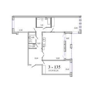 3-комнатная, 135.04 м² — ЖК ЖК Фамилия