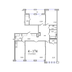 4-комнатная, 174.14 м² — ЖК ЖК Фамилия