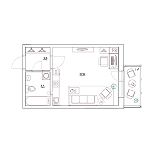 Студия, 25.7 м² — ЖК ЖК Золотые Купола