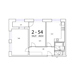 2-комнатная, 54.21 м² — ЖК ЖК Терра