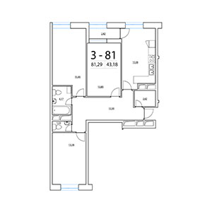 3-комнатная, 81.29 м² — ЖК ЖК Терра