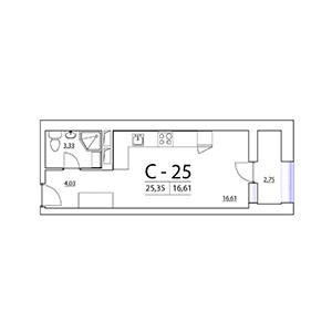 Студия, 25.35 м² — ЖК ЖК Терра