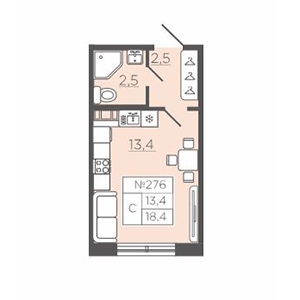 Студия, 18.38 м² — ЖК ЖК Славянка