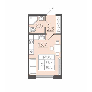 Студия, 18.51 м² — ЖК ЖК Славянка