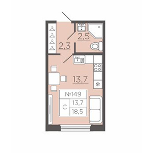 Студия, 18.51 м² — ЖК ЖК Славянка
