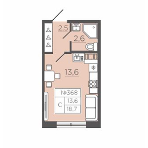 Студия, 18.66 м² — ЖК ЖК Славянка