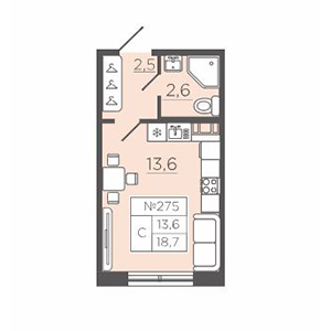 Студия, 18.66 м² — ЖК ЖК Славянка