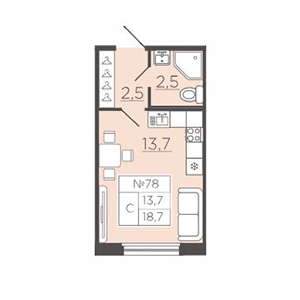 Студия, 18.7 м² — ЖК ЖК Славянка