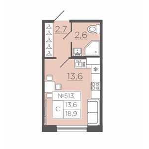 Студия, 18.87 м² — ЖК ЖК Славянка