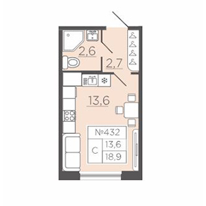 Студия, 18.87 м² — ЖК ЖК Славянка